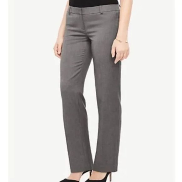 Ann Taylor Signature Pants Trouser Fit Gray Flat Front Straight Leg SZ 12 - Picture 1 of 16